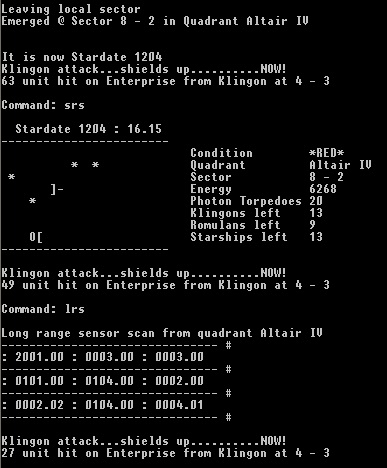 Text based game example